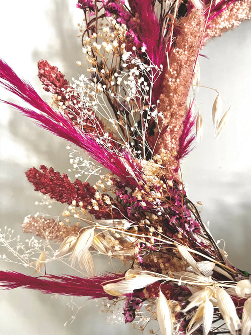 Burgundy Boho Pampas Wreath