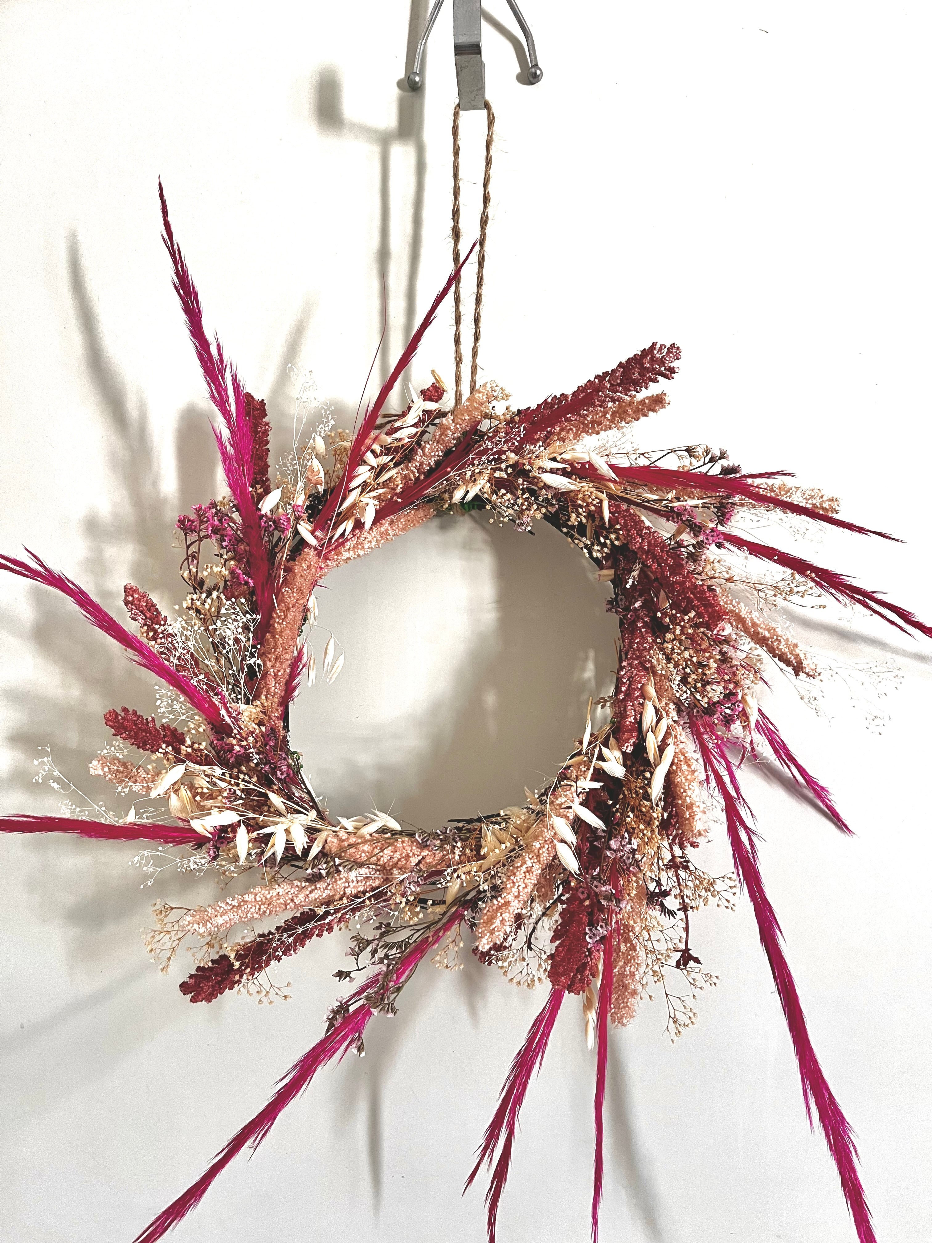 Burgundy Boho Pampas Wreath