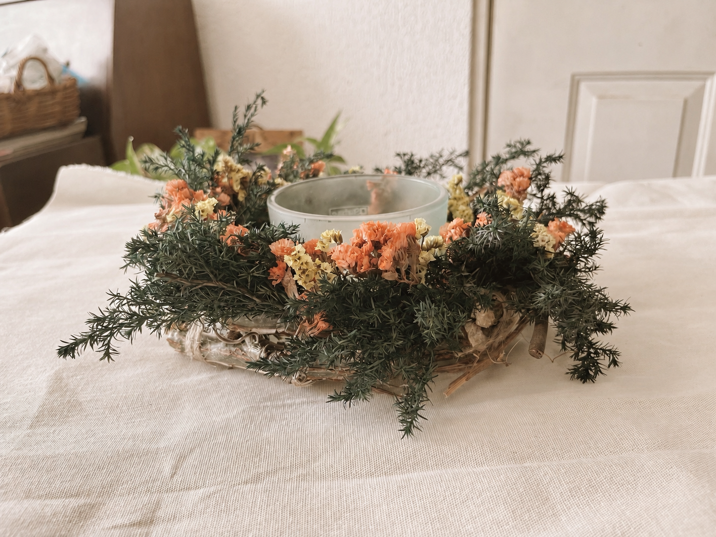 Multi-use dried flower wreath