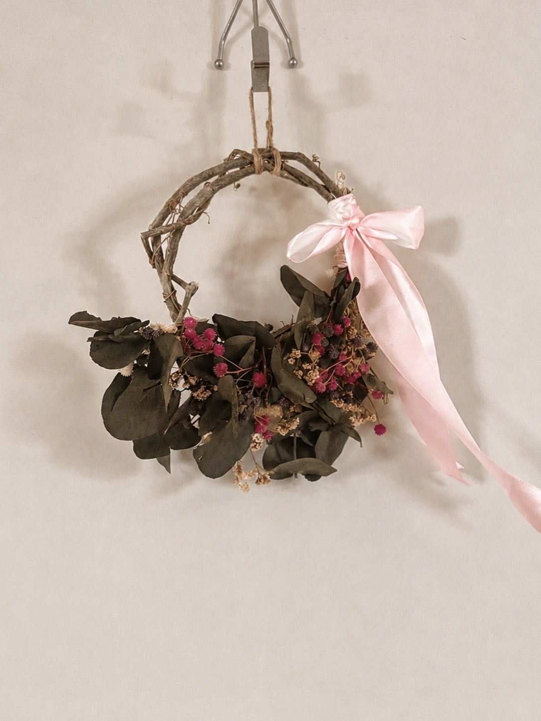 Mini Pink Dried Flower Wreath